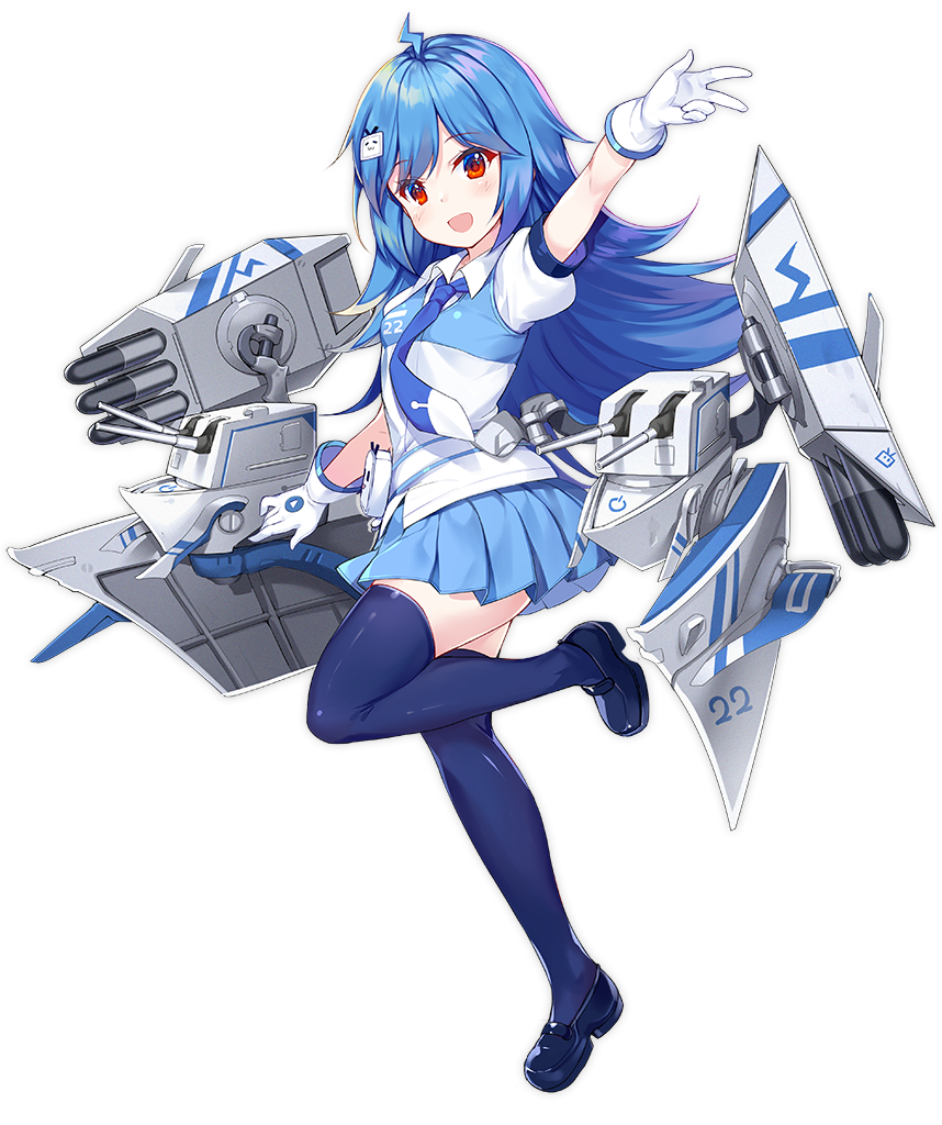 1girl, ahoge, azur_lane, bili_girl_22, bilibili_douga, black_legwear, blue_hair, blue_neckwear