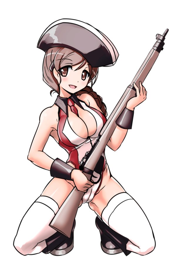 1girl, aegis_(nerocc), american_revolution, bangs, between_breasts, bicorne, black_collar, black_footwear