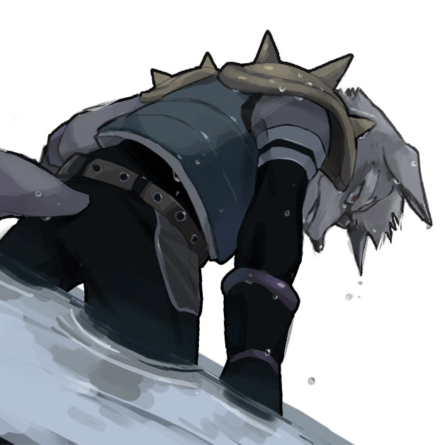 animal_ears, armor, dutch_angle, furry, nemurism, red_eyes, solo, star_fox