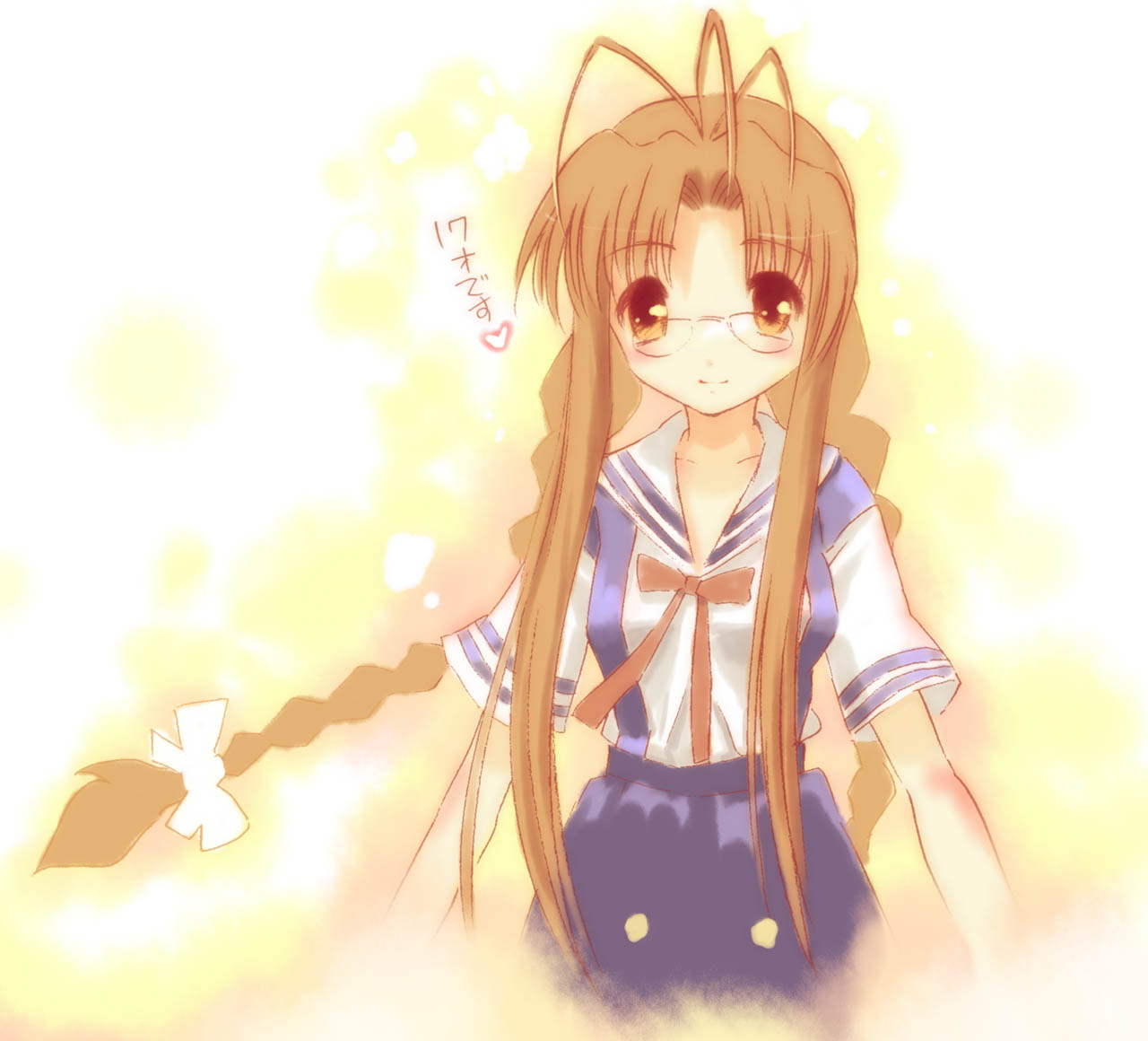bad_id, braid, brown_eyes, brown_hair, clannad, furukawa_sanae, glasses, inoue_kikuko