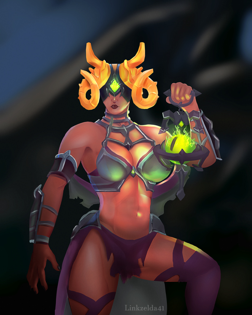 breasts, copyright_request, female, female_only, highres, horn, horns, large_breasts, linkzelda41, seris, seris_(paladins), solo