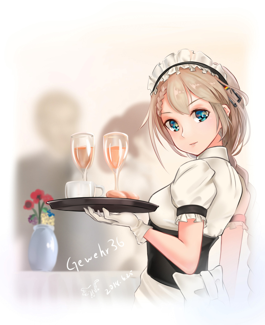 1boy, 2girls, absurdres, blonde_hair, blue_eyes, blurry, blurry_background, braid