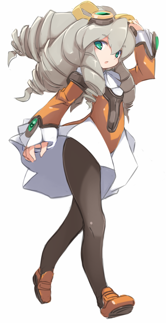 1girl, :o, aqua_eyes, bangs, black_legwear, breasts, cravat, dress