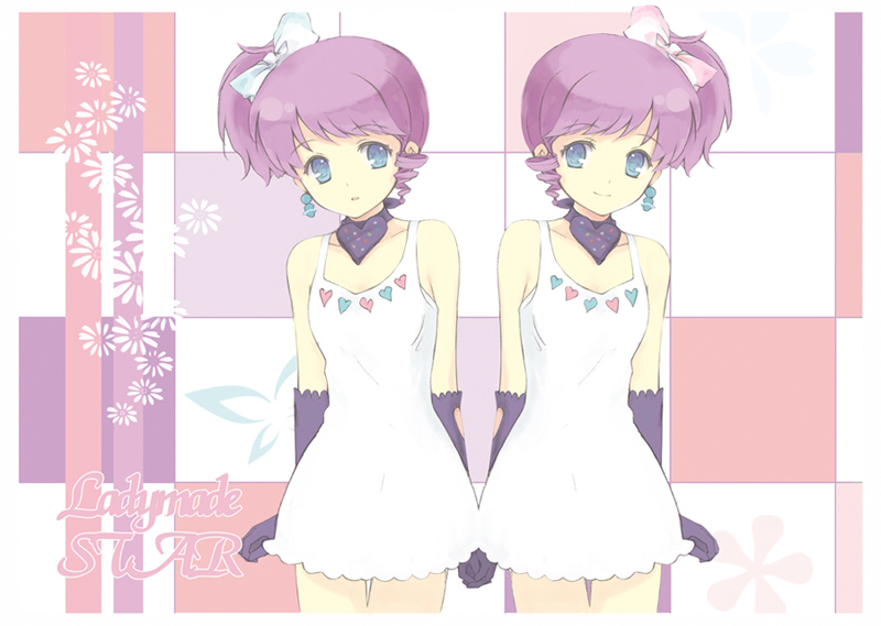 blue_eyes, dj_max_portable, elbow_gloves, gloves, ladymade_star, moai_(aoh), moai_(pixiv196778), purple_hair