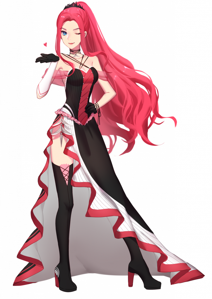 1girl, blue_eyes, breasts, character_request, cleavage_cutout, copyright_request, gloves, high_heels