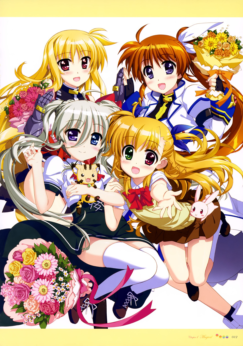 4girls, :3, :d, absurdres, ahoge, airborne, arm_up, ass