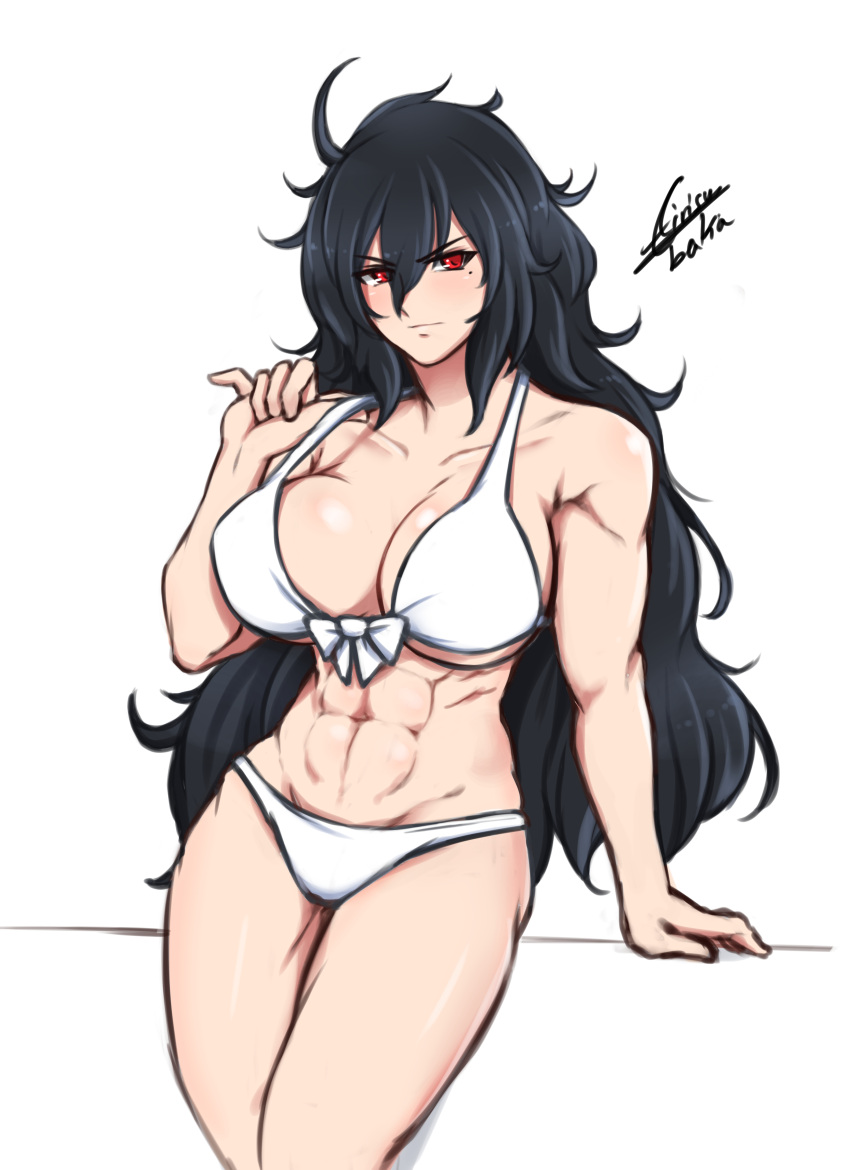 abs, absurdres, airisubaka, bikini, black_hair, breasts, daidouji_(senran_kagura), highres