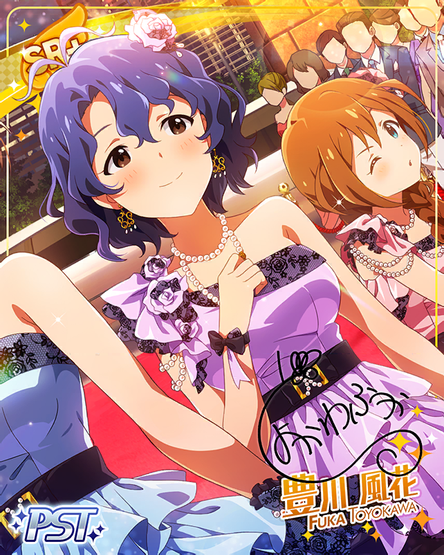 blue_hair, blush, brown_eyes, dress, idolmaster, idolmaster_million_live!, idolmaster_million_live!_theater_days, konomi_baba