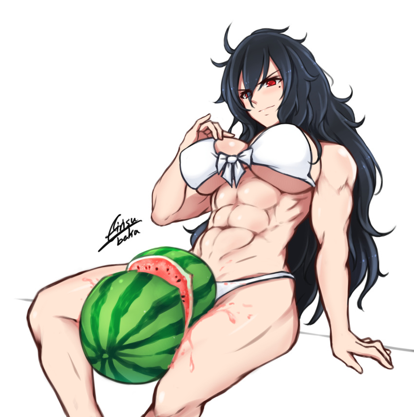 1girl, abs, absurdres, airisubaka, bikini, black_hair, breasts, daidouji_(senran_kagura)