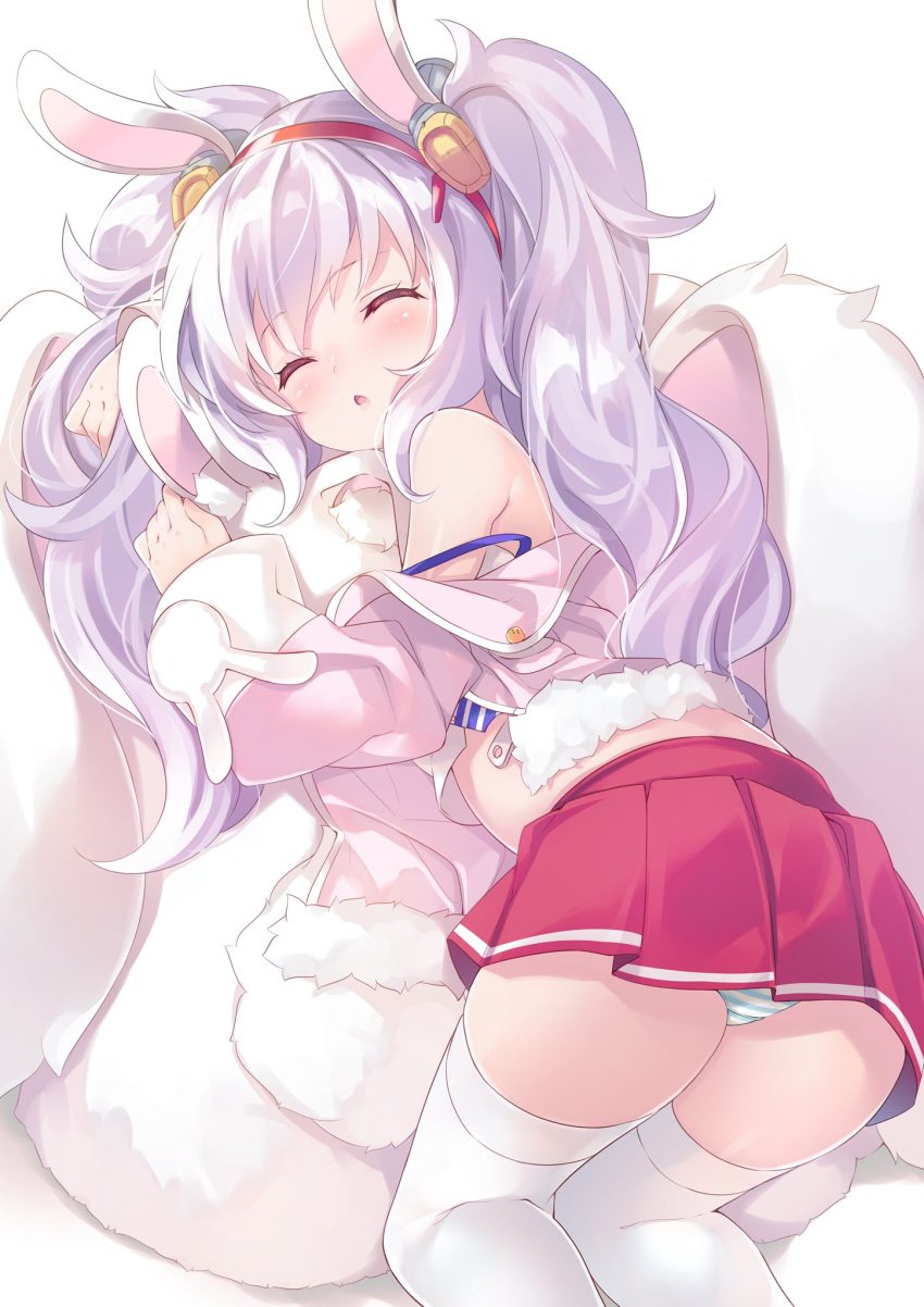 1girl, animal_ears, ass, azur_lane, bangs, bare_shoulders, blue_panties, blush