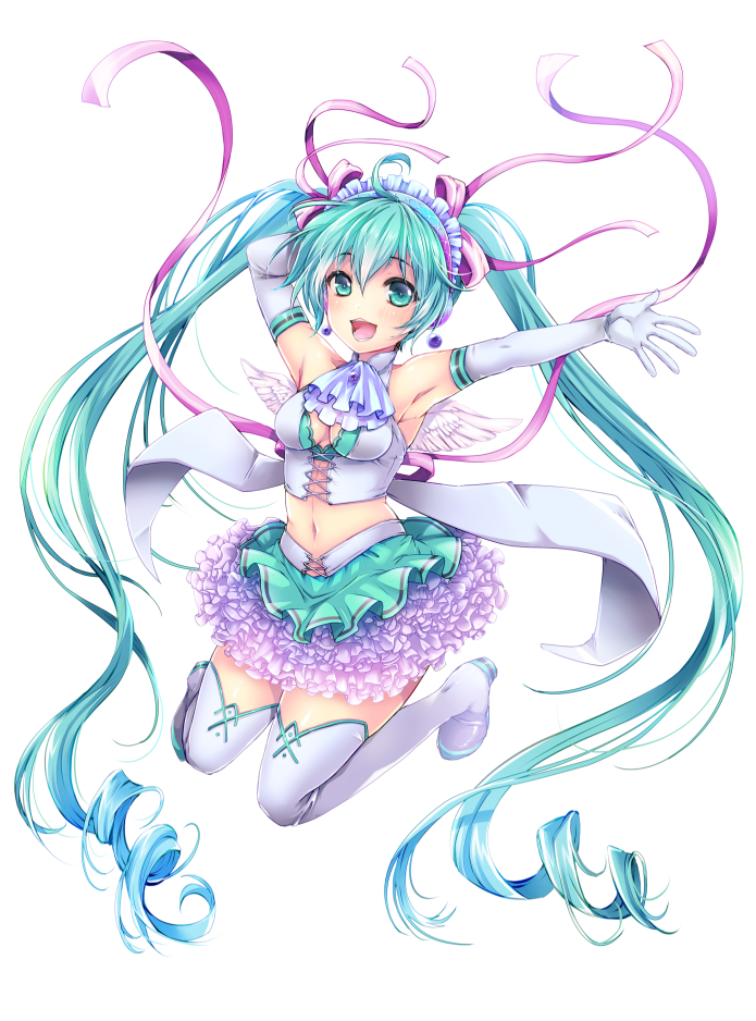 1girl, :d, armpits, blue_eyes, blue_hair, boots, breasts, cleavage