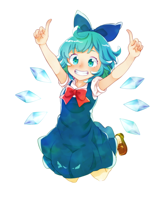 1girl, ahoge, aqua_eyes, aqua_hair, arms_up, bare_arms, blue_bow, blue_dress