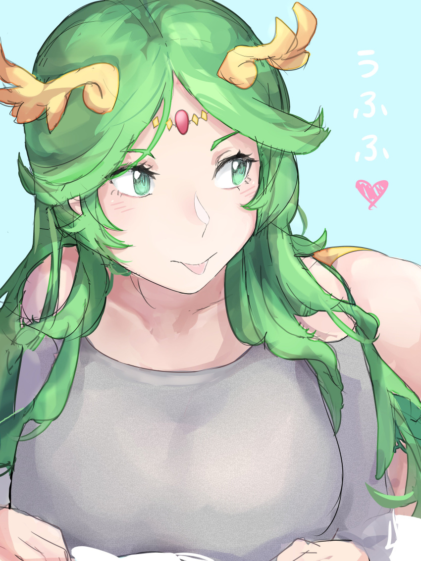 1girl, absurdres, ass, breasts, green_eyes, green_hair, highres, jackii, jewelry, kid_icarus, kid_icarus_uprising, long_hair, necklace, palutena, panties, smile, solo, tiara, underwear, very_long_hair