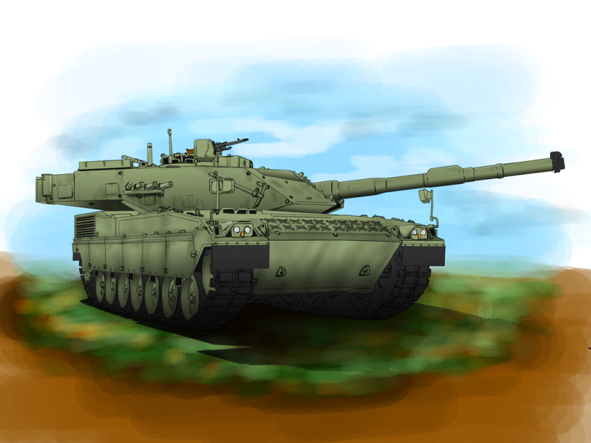 c1_ariete, caterpillar_tracks, day, ground_vehicle, gun, katzepanzer, machine_gun, military