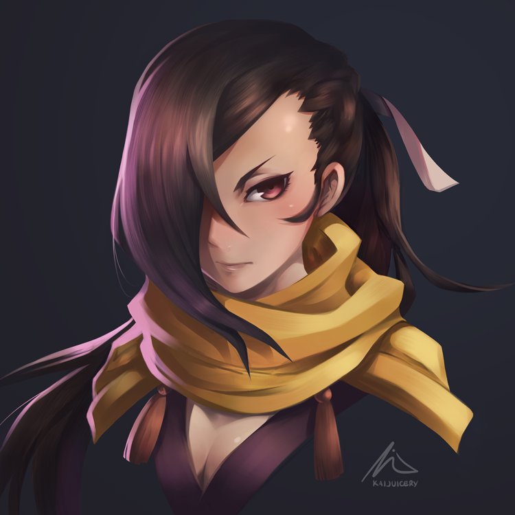 1girl, blush, breasts, brown_eyes, brown_hair, cleavage, commentary, fire_emblem