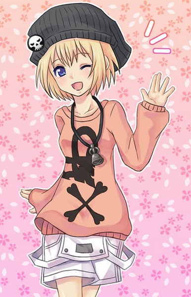 beanie, bell, bito_raimu, blonde_hair, hat, jewelry, kuro_(pizz66), necklace