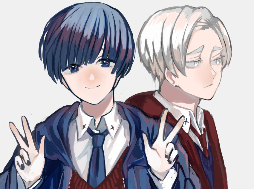 2others, absurdres, alternate_costume, androgynous, bangs, blue_eyes, blue_hair, blunt_bangs