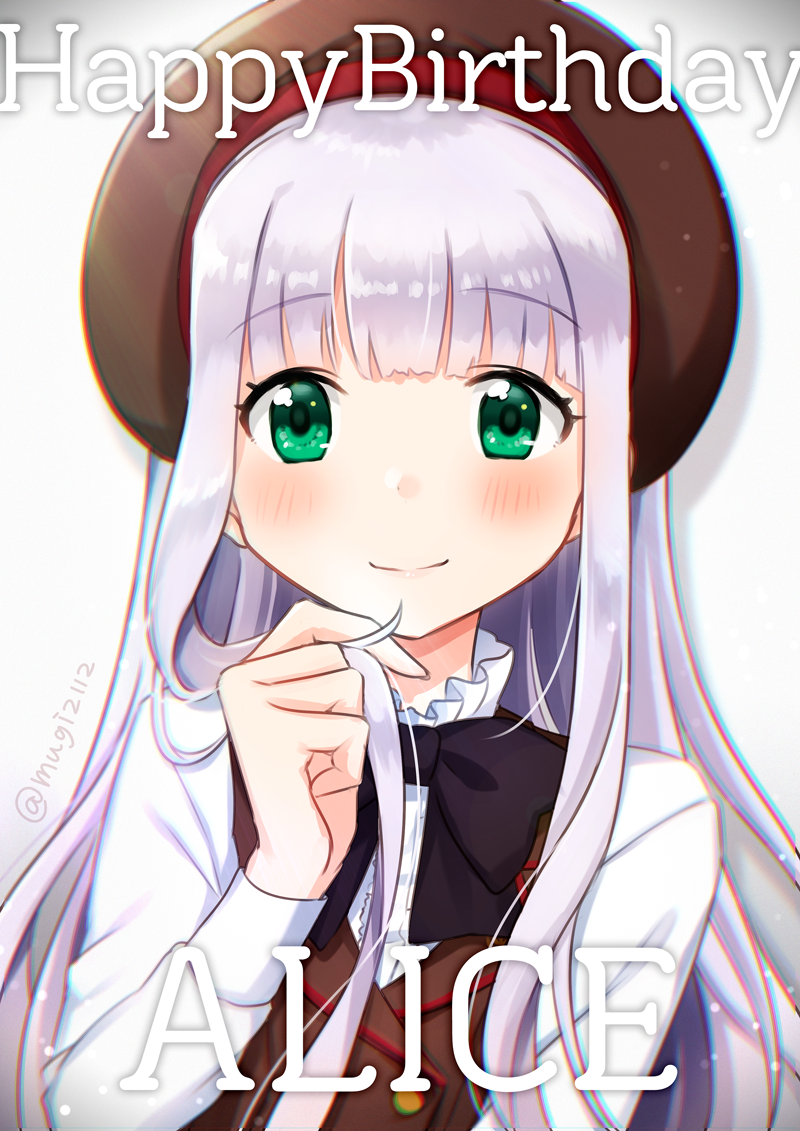 1girl, bangs, beret, black_bow, blush, bow, brown_hat, brown_vest