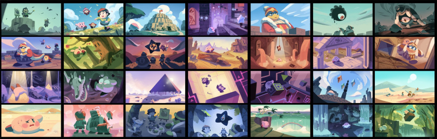 adeleine, beret, black_border, border, cake, comic, crystal, dark_matter