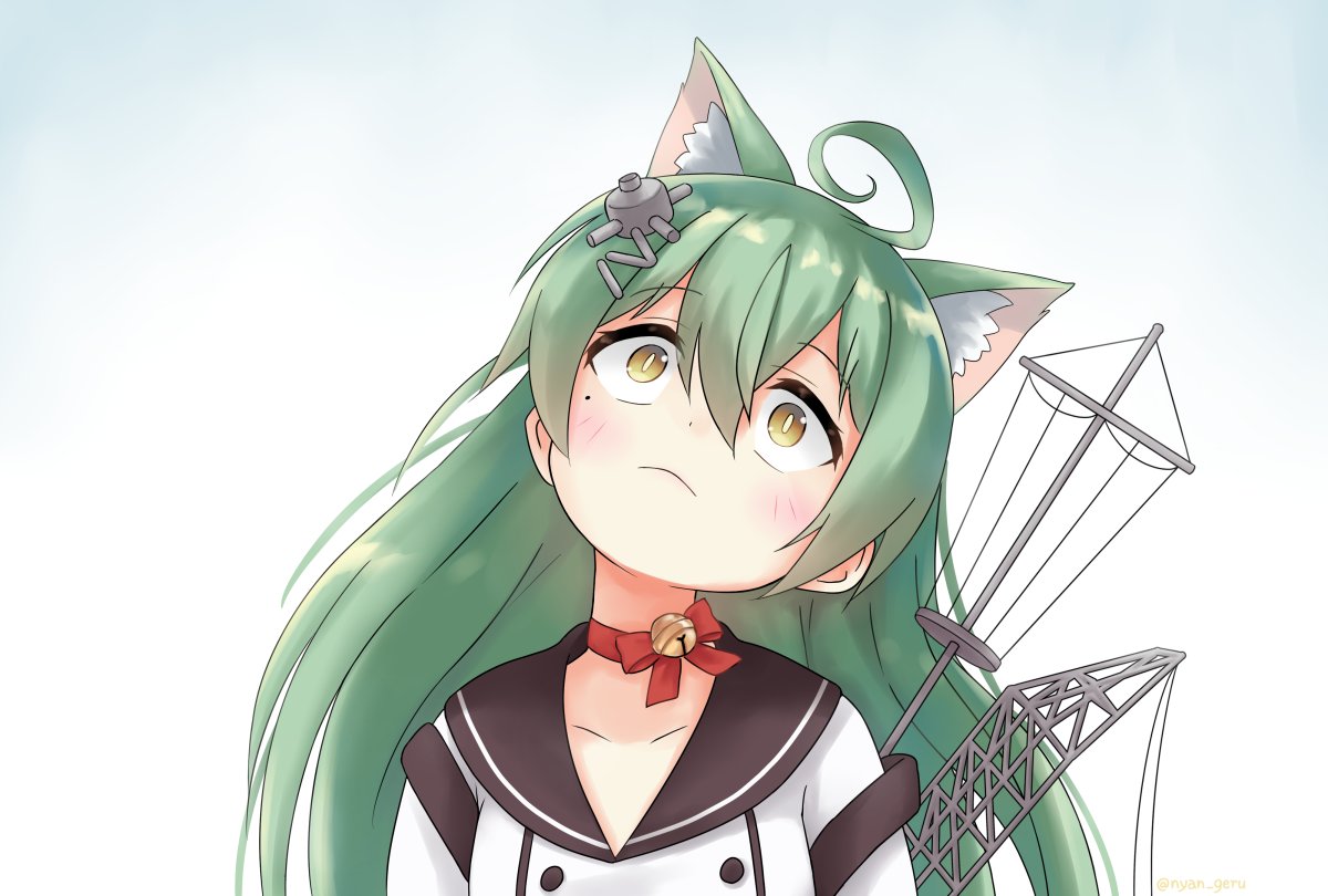 1girl, ahoge, akashi_(azur_lane), animal_ears, azur_lane, bell, bell_choker, blush