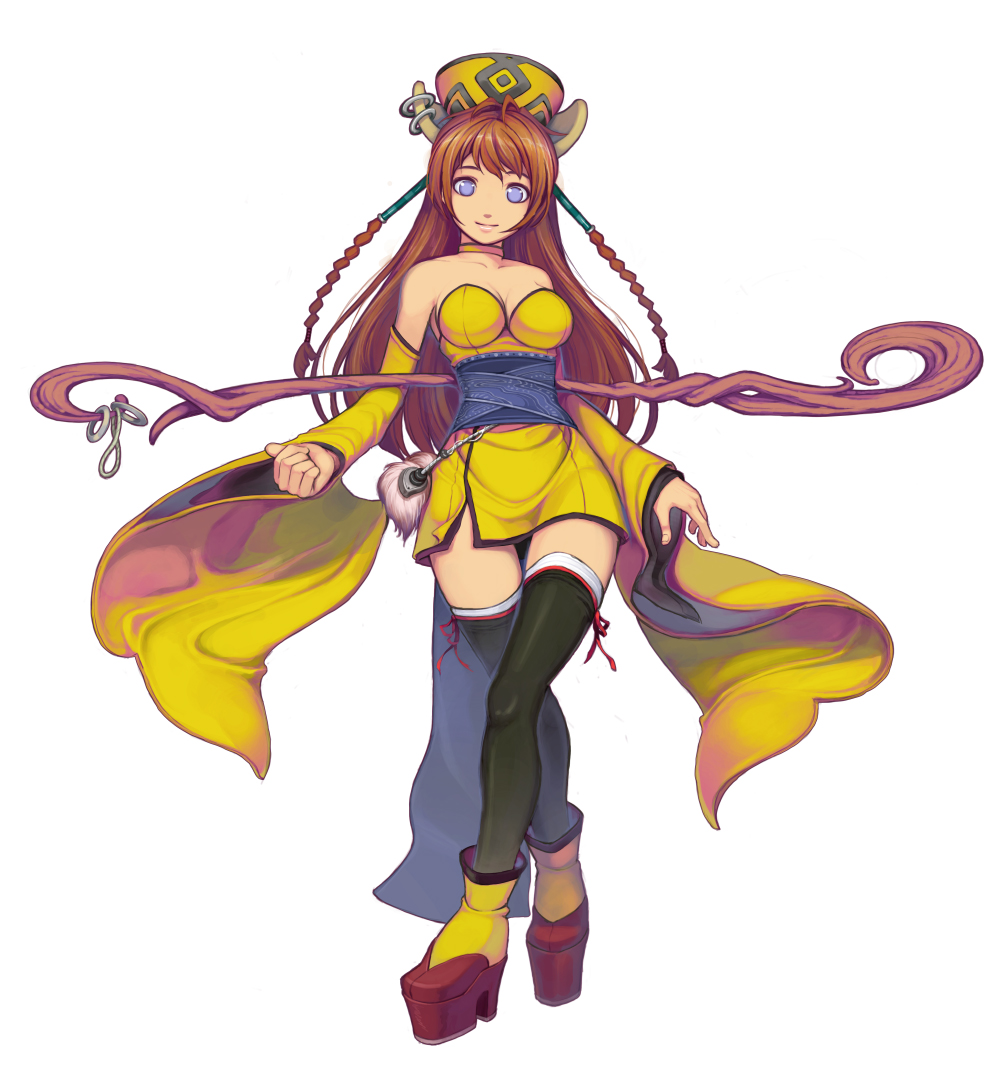 braid, detached_sleeves, hat, kuro_kuro_kuro, kurokurokuro, legs, long_hair, orange_hair