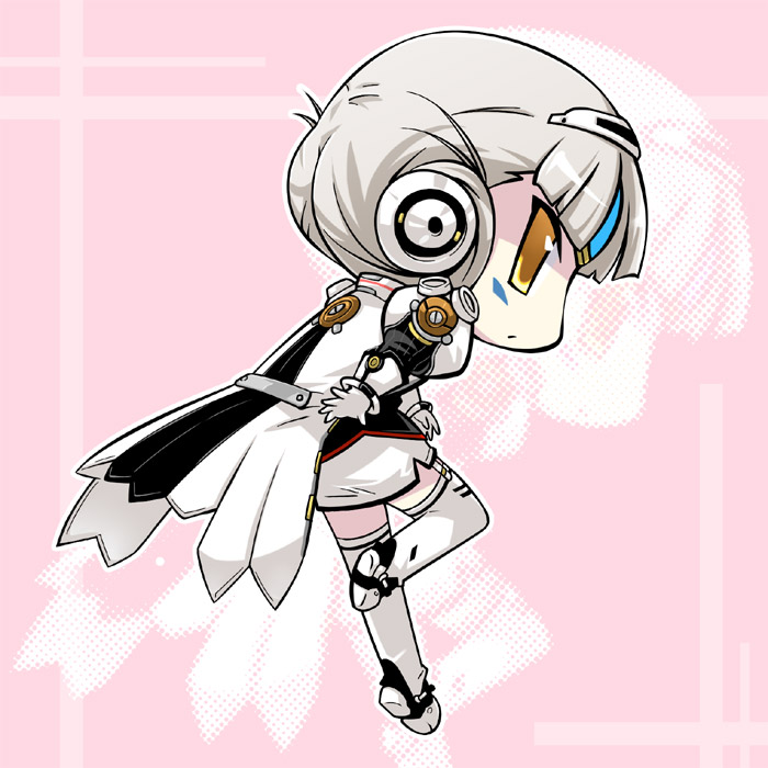 1girl, chibi, code:_architecture_(elsword), elsword, eve_(elsword), facial_mark, forehead_jewel, sakumo_(karatama), tagme