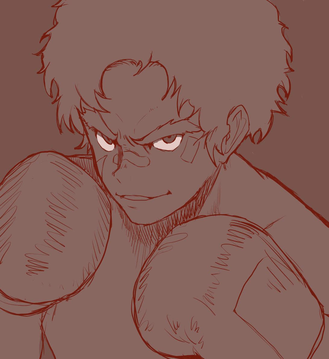 1boy, bandage, boxing_gloves, joe_(megalo_box), las_(las72), male_focus, megalo_box, monochrome