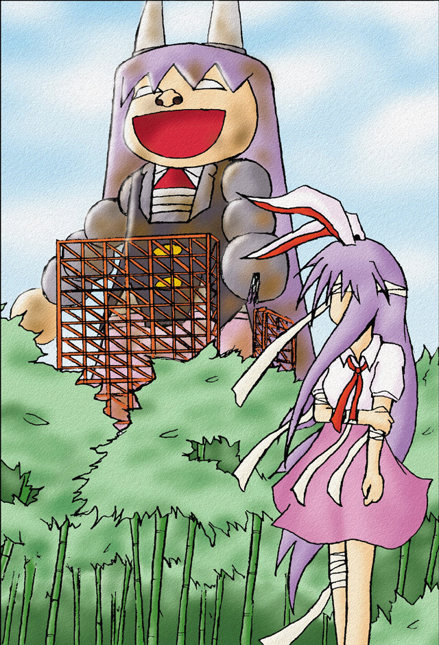 ganbare_goemon, neon_genesis_evangelion, nimaru, parody, reisen_udongein_inaba, touhou