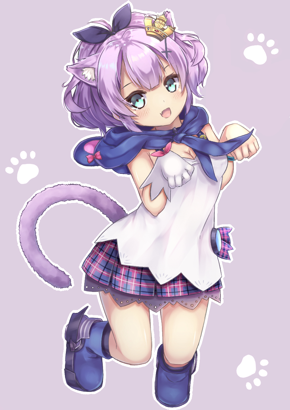 1girl, :d, animal_ears, azur_lane, bangs, black_ribbon, blue_footwear, blush