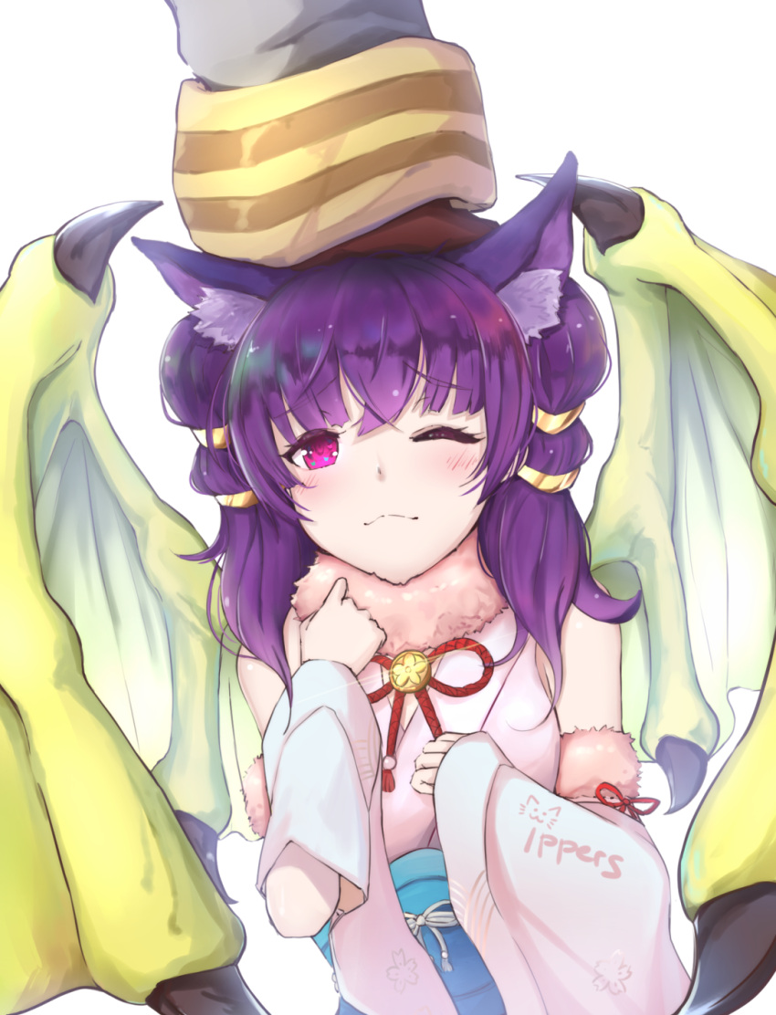 1girl, animal_ears, artist_name, bare_shoulders, blush, cape, cat_ears, closed_mouth