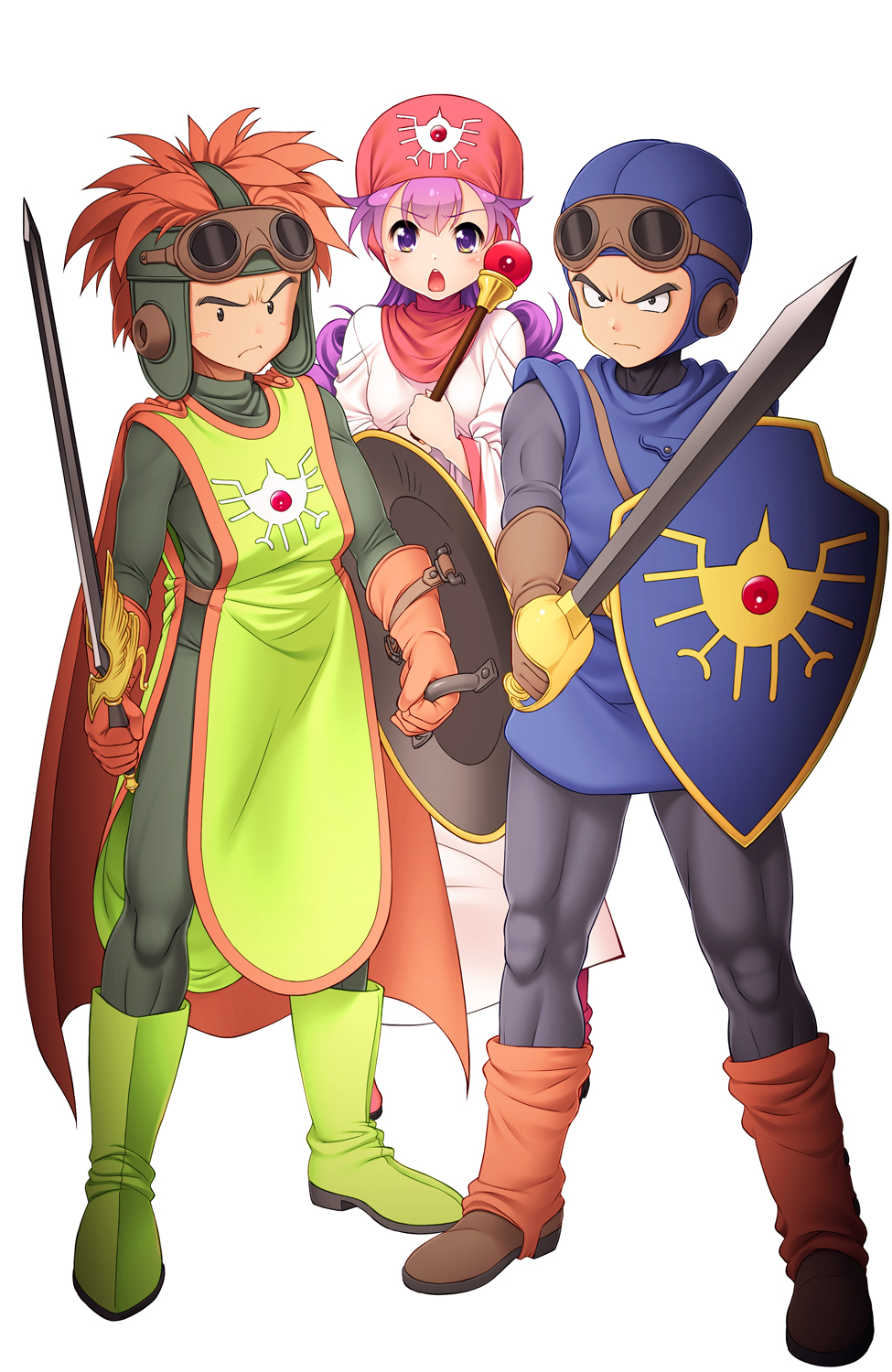 1girl, bodysuit, breasts, curly_hair, dragon_quest, dragon_quest_ii, dress, exit_nothing