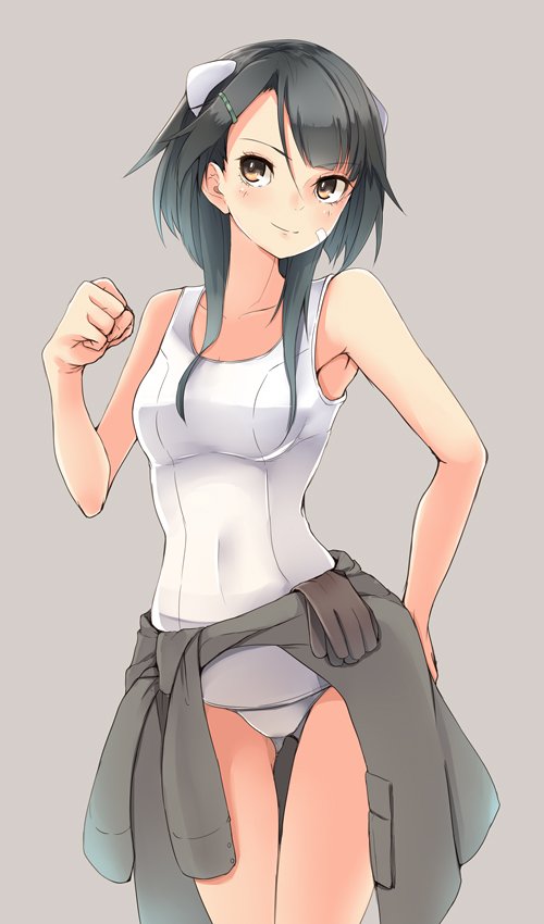 1girl, amai_nekuta, animal_ears, bandage_on_face, bangs, black_gloves, brave_witches, brown_jacket