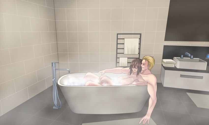 bath, bathroom, couple, dark_skin, mk001black, original