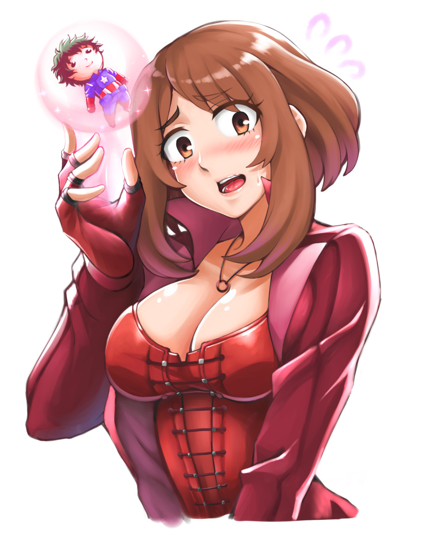 1girl, absurdres, avengers, avengers:_age_of_ultron, bangs, blush, boku_no_hero_academia, breasts