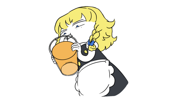 1girl, animated, animated_gif, apron, blonde_hair, blue_eyes, braid, chibi