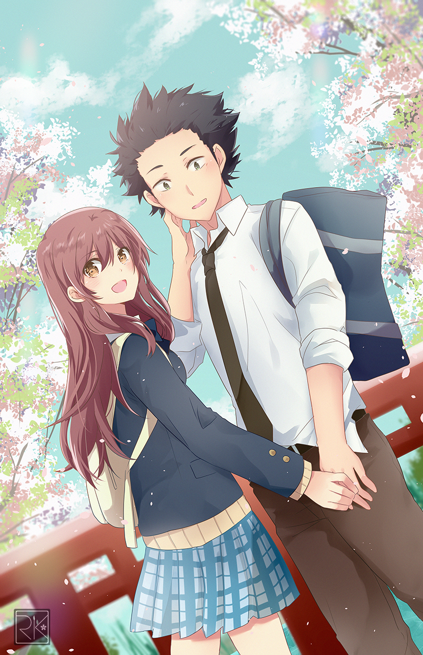 1boy, 1girl, :d, bag, belt, black_hair, black_jacket, black_neckwear