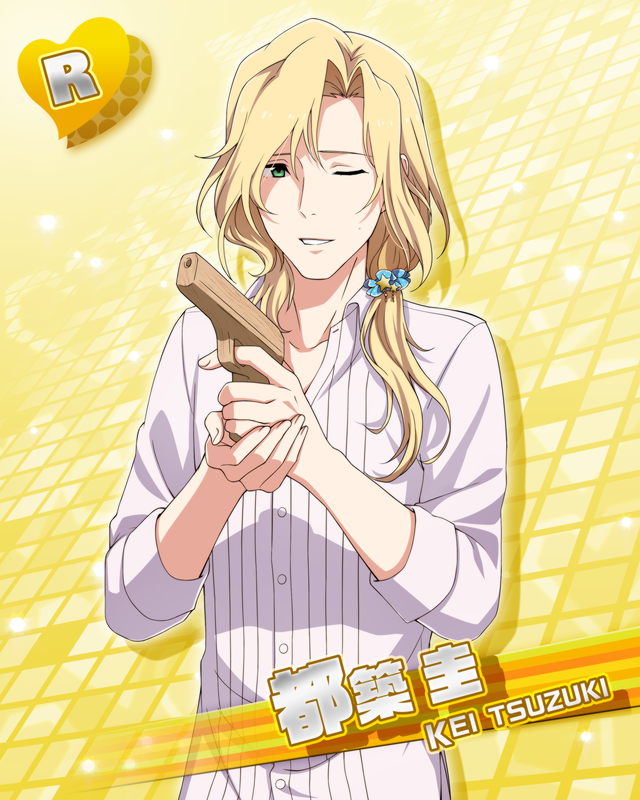 blonde_hair, blue_eyes, character_name, dress, gun, idolmaster, idolmaster_side-m, long_hair