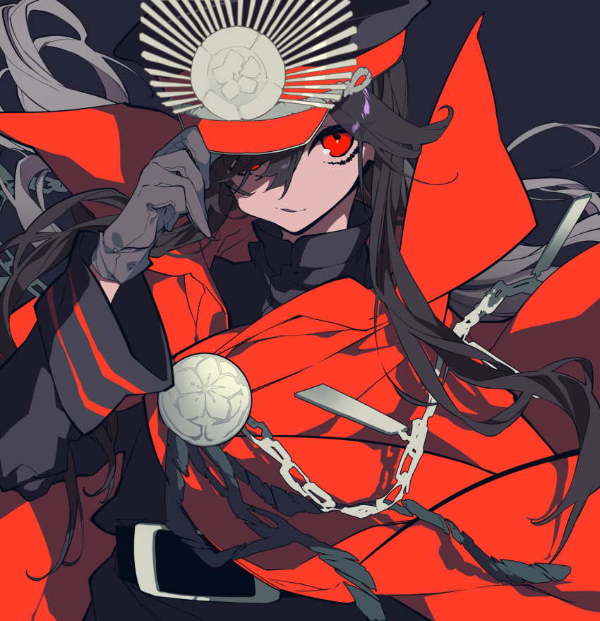 1st-mn, belt, black_gloves, black_hair, cape, fate_(series), gloves, hair_over_one_eye