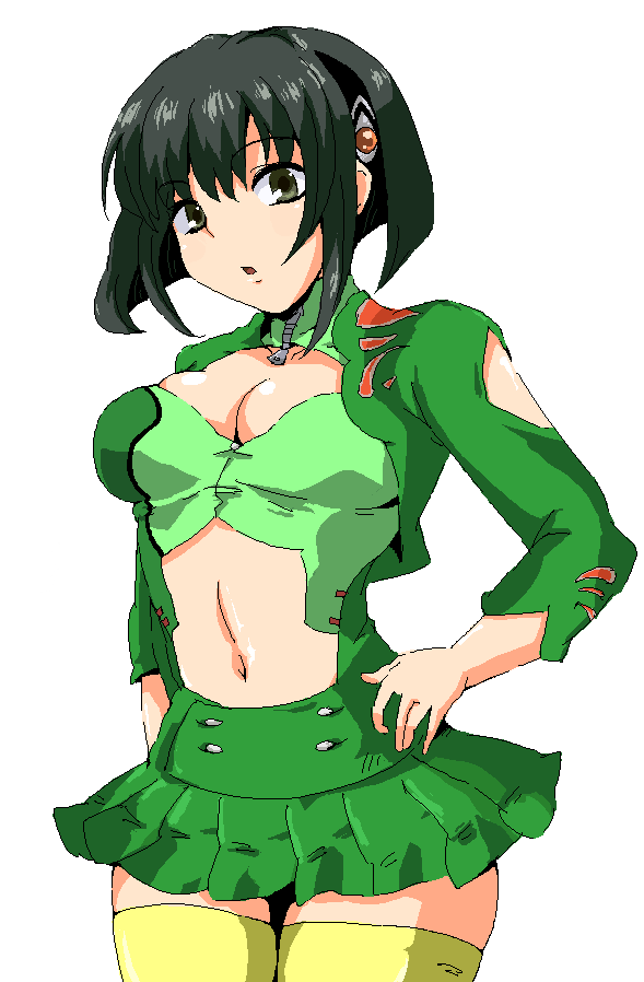 black_hair, dress, hair_ornament, hairclip, katia, katia_grineal, oekaki, short_hair