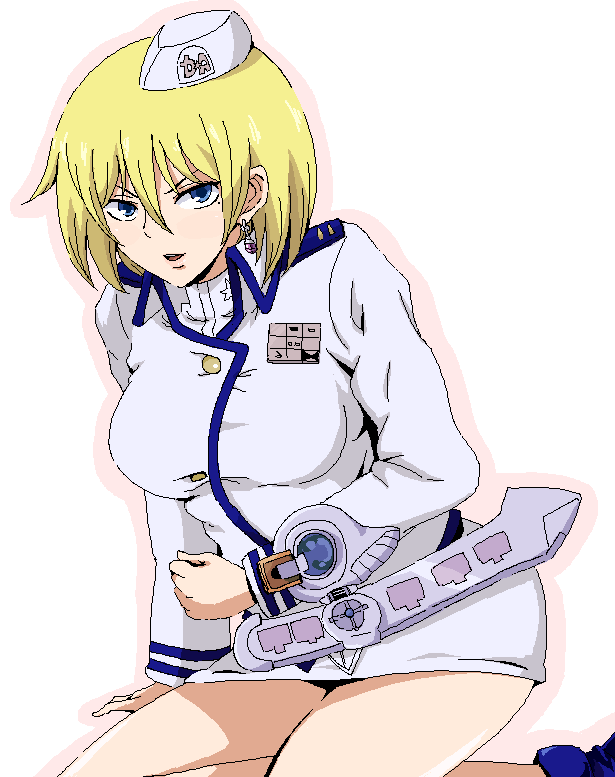 blue_eyes, duel_disk, hat, oekaki, reggie_mackenzie, short_hair, sima, skirt