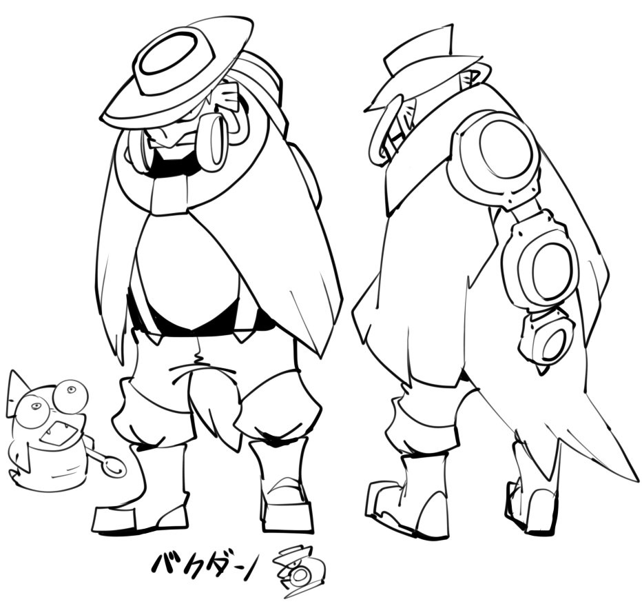 1boy, boots, fish, fishman, greyscale, hat, head_fins, male_focus