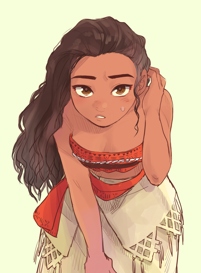 1girl, bare_arms, bare_shoulders, breasts, brown_eyes, brown_hair, dark_skin, disney