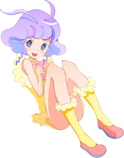 ahoge, choker, creamy_mami, flats, frills, idol, kaiza, knees_on_chest