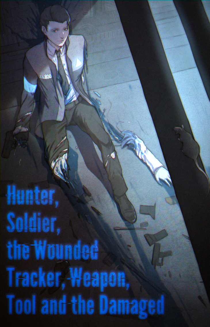 1boy, amputee, android, bai_rui, black_hair, blood, blood_from_mouth, blood_splatter