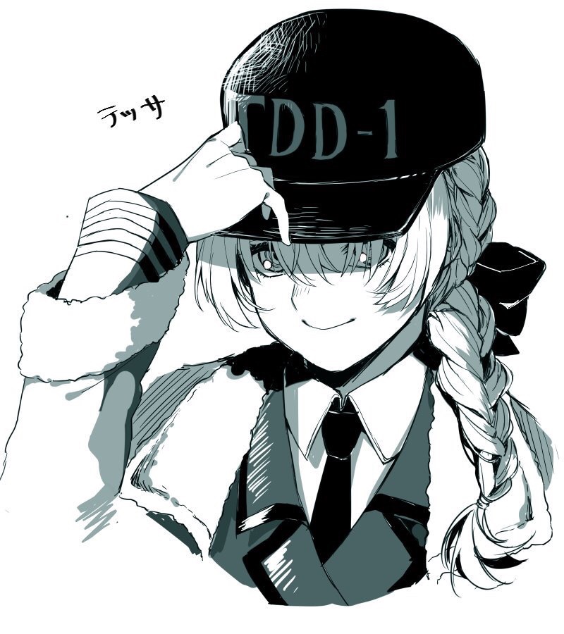 1girl, baseball_cap, blazer, bow, braid, braided_ponytail, character_name, coat