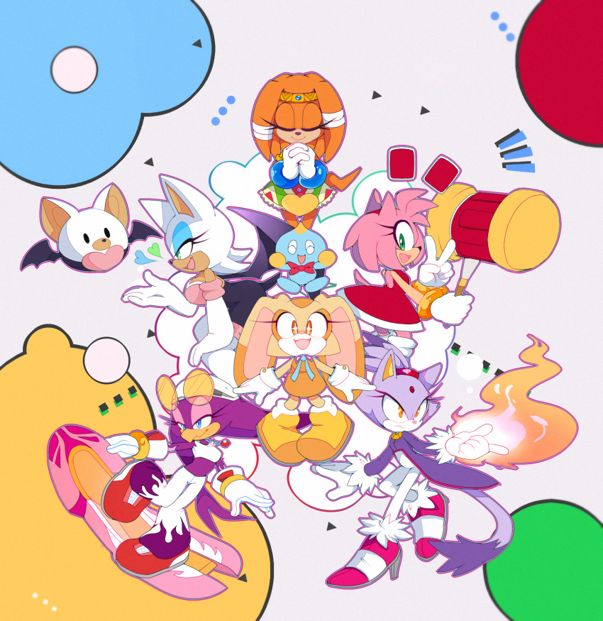 6+boys, amy_rose, animal_ears, beak, bellbottoms, blaze_the_cat, blue_eyes, cat