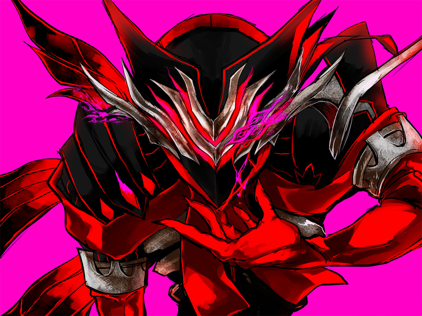 1boy, antonio_salieri_(fate/grand_order), armor, blood, fate/grand_order, fate_(series), gloves, male_focus, mask, nonono_nagata, purple_background, red_gloves, simple_background, solo, upper_body