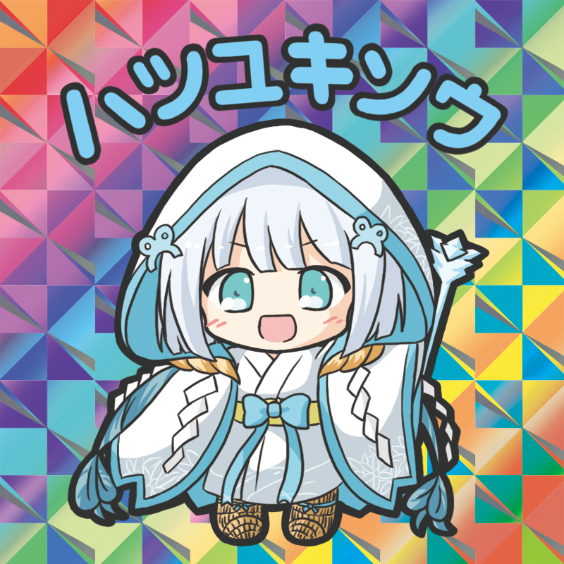 1girl, :d, bangs, bikkuriman_(style), blue_bow, blue_eyes, blush, bow