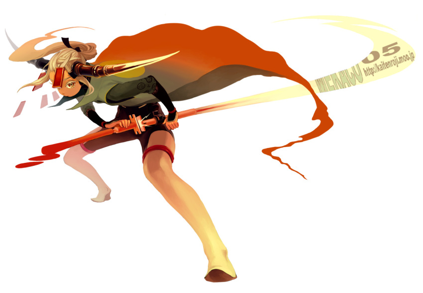 brown_eyes, cape, horns, iwamoto_james, kaitenroji, long_hair, mecha_musume, sword
