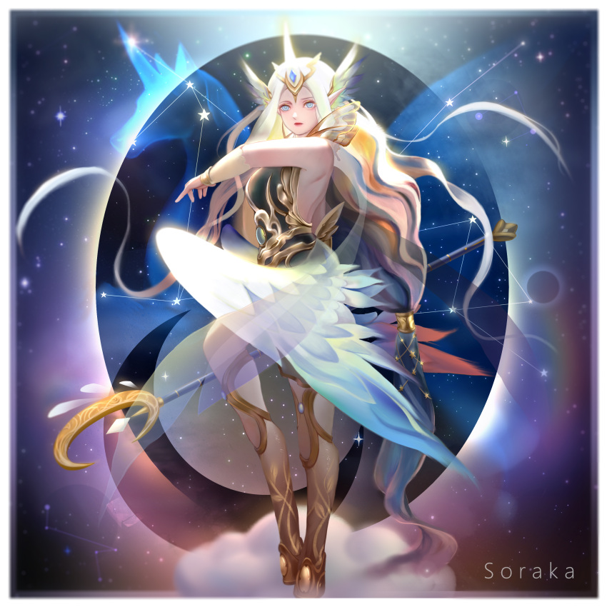 1girl, absurdres, alternate_costume, alternate_hair_color, bare_shoulders, blue_eyes, bracelet, breasts